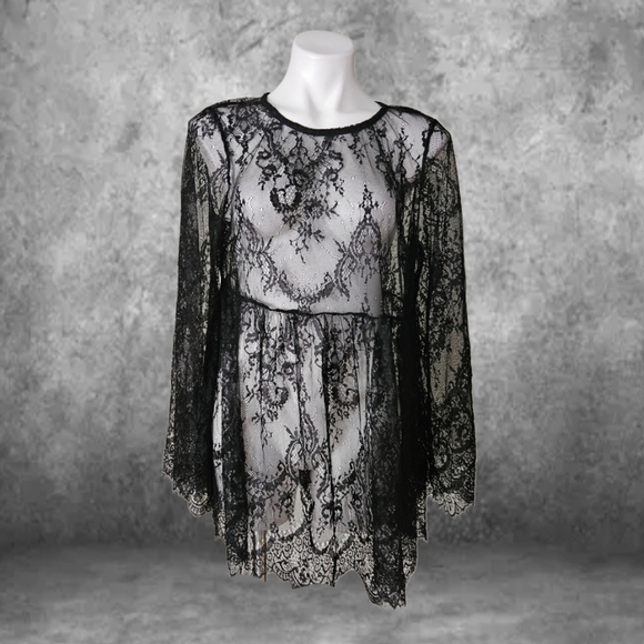 Emery Rose Tops - Emery Rose Black Lace Overlay  Baby Doll Top XL